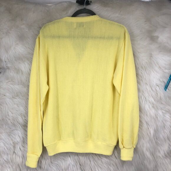 Vintage JCPENNEY Lemon Yellow Cardigan by The Fox Sweater USA, Mint SZ L - Picture 7 of 7